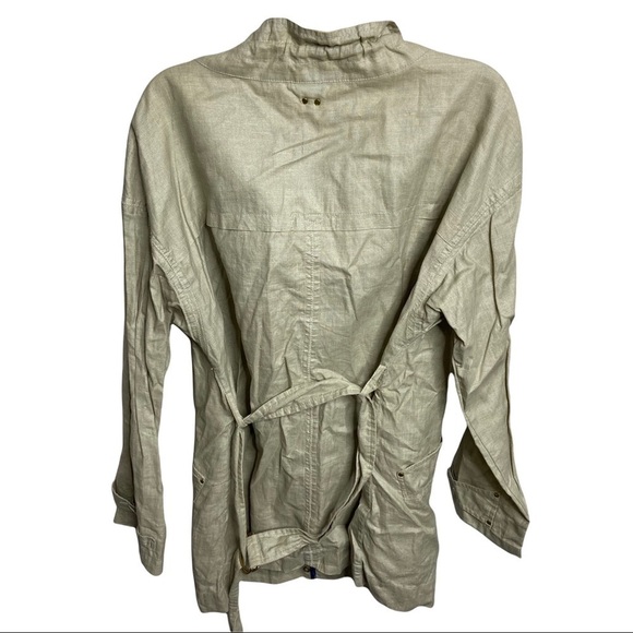 Thomas Burberrys Size Large Linen Flax Beige Vintage Jacket - Picture 2 of 5